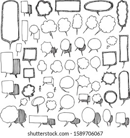 Set of speech bubble Drawing illustration Hand drawn doodle Sketch line vector
