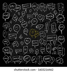 Set of Speech Bubble Drawing illustration Hand drawn doodle Sketch line vector