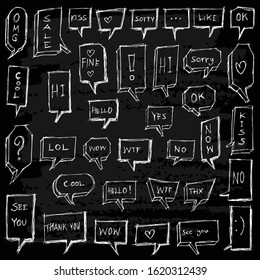 Set of Speech Bubble Drawing illustration Hand drawn doodle Sketch line vector