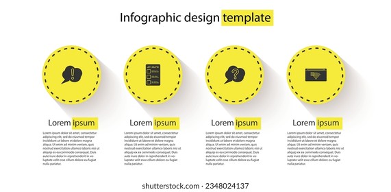 Set Speech bubble Exclamation, Create account screen mobile, Question and No Internet connection. Business infographic template. Vector