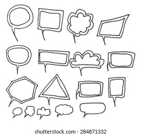 Set of Speech Bubble Hand drawn doodle Sketch line vector scribble