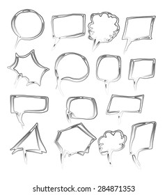 Set of Speech Bubble Hand drawn doodle Sketch line vector scribble