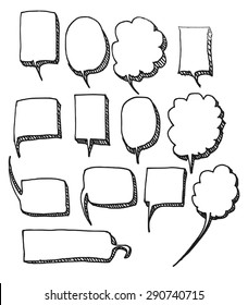 Set of Speech Bubble Hand drawn doodle Sketch line vector scribble