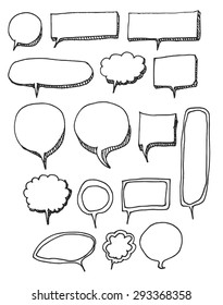 Set of Speech Bubble Hand drawn doodle Sketch line vector scribble