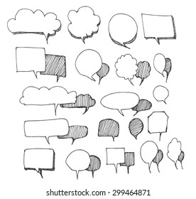 Set of Speech Bubble Hand drawn doodle Sketch line vector scribble
