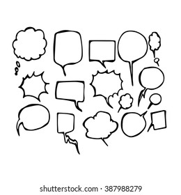 Set of Speech Bubble Hand drawn doodle Sketch line vector scribble