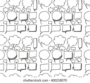 Set of Speech Bubble Hand drawn doodle Sketch line vector scribble seamless