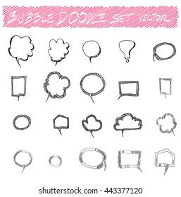 Set of Speech Bubble Hand drawn doodle Sketch line vector scribble