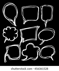 Set of Speech Bubble Hand drawn doodle Sketch line vector scribble chalkboard