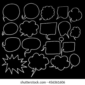 Set of Speech Bubble Hand drawn doodle Sketch line vector scribble