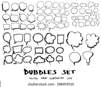 Satz Sprachblase handgezeichnet doodle Sketch Linie Vektorgrafik-Schreiber
