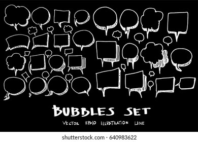 Set of Speech Bubble Hand drawn doodle Sketch line vector scribble
