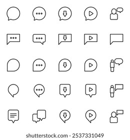 Conjunto de ícones de balão de fala isolado no fundo branco. Símbolo de bolha de bate-papo moderno, simples, vetor, ícone para design de site, aplicativo móvel, ui. Ilustração de vetor