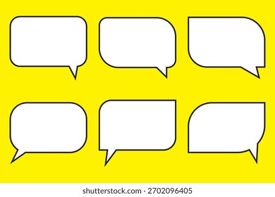 Conjunto de icono de burbuja de discurso. Texto de la burbuja del discurso, caja de charla de la historieta, caja de mensaje, etiqueta engomada del cómic, caja del chat, habla del cómic y más. Sencilla Ilustración vectorial de conversación en papel.