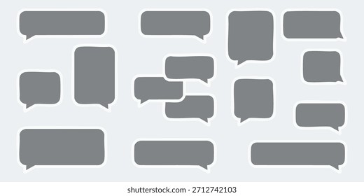 Set of speech bubble icons for chat messages and communication in grey tones