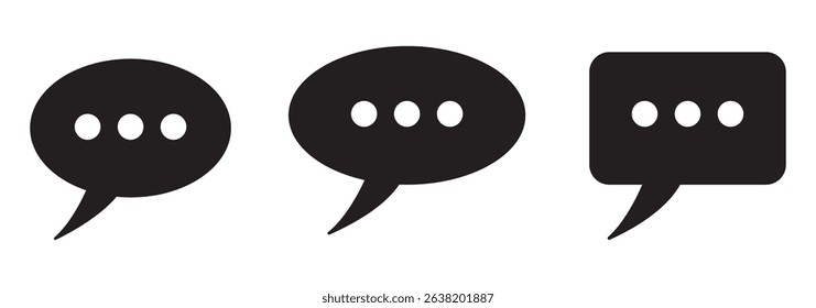 Set of speech bubble icons. Dialogue symbol, chat message bubbles. Talk bubble, communication, message. Comment, social media message. Vector.