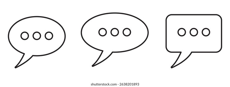 Set of speech bubble icons. Dialogue symbol, chat message bubbles. Talk bubble, communication, message. Comment, social media message. Vector.
