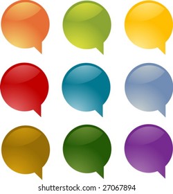 Set of speech bubble icons in multiple colors