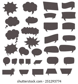 Set of speech bubble icons on white background with grunge effect. Vector illustration.