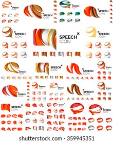 Set of speech bubble icons, overlapping shapes style design