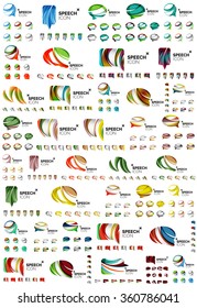 Set of speech bubble icons, overlapping shapes style design Set of speech bubble icons, overlapping shapes style design
