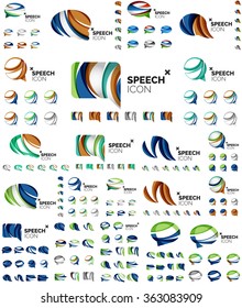 Set of speech bubble icons, overlapping shapes style design