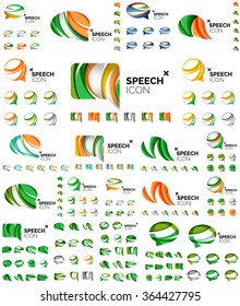 Set of speech bubble icons, overlapping shapes style design