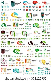 Set of speech bubble icons, overlapping shapes style design