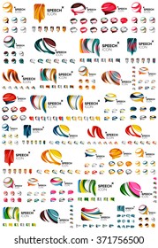 Set of speech bubble icons, overlapping shapes style design