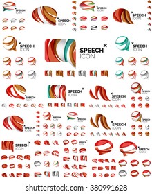 Conjunto de iconos de burbuja de voz, diseño de estilo de formas superpuestas