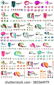 Set of speech bubble icons, overlapping shapes style design
