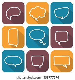 Set of Speech Bubble Icons With Shadows For Your Design. Think cloud symbols. Vector illustration. EPS 10