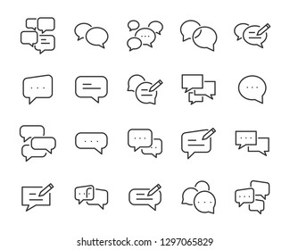 set of speech bubble icons, such as talk, chat, comment, conversation, review