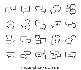 set of speech bubble icons, such as talk, chat, comment, conversation, review