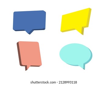 Set Of Speech Bubble Isolated On White Background. 3D Dialogue Speech Bubles. Frame Templates For Message. Vector Illustration.