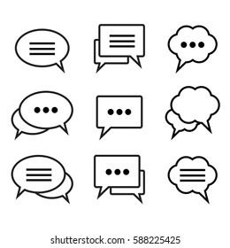 Set of Speech bubble linear icons. Chat, web icons. Flat design style, vector illustration