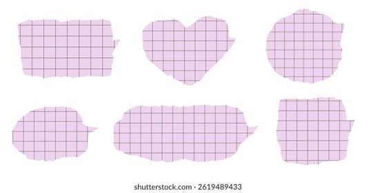 Set of speech bubble or memo sticker with old rip paper from notebook