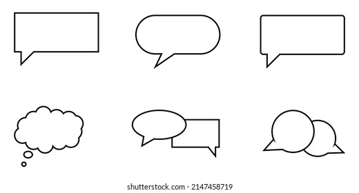 Set of speech bubble in modern thin line style.Black outline conversation symbols for web site design and mobile apps. Simple linear speech pictograms on a white background.Vector illustration.