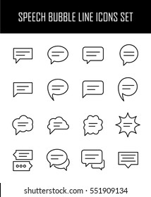 Set of speech bubble in modern thin line style. High quality black outline conversation symbols for web site design and mobile apps. Simple linear speech pictograms on a white background.