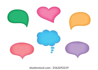 Set of speech bubble notifications for phone and computer. Pop-up notifications. Vector illustration in cute cartoon style using gradient.