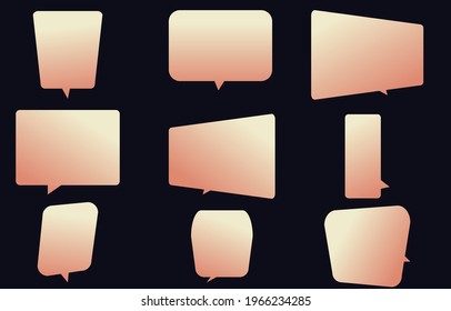 Set speech bubble on a dark background, vector speaking or chat talk box , icon balloon text or communication,speak cloud for cartoon and comic, message dialog