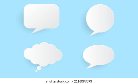 set of speech bubble in paper cut style with white color.vector illustration
