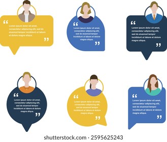 Set of speech bubble with quotation mark and people