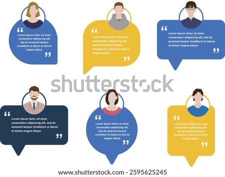 Set of speech bubble with quotation mark and people