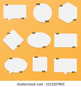 Conjunto de iconos de comillas de burbuja de voz. Diseño vectorial plano