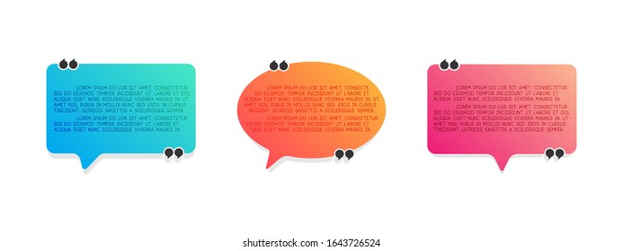 Set of speech bubble quote icons. Flat vector design