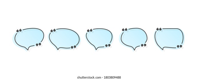 Juego de iconos de comillas de burbuja de voz. Diseño vectorial plano