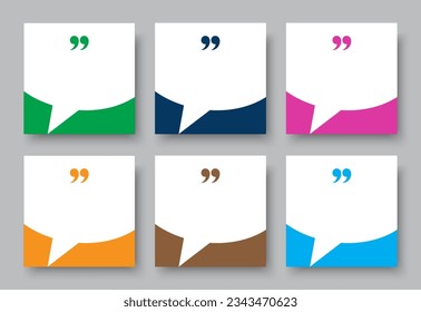 Set of Speech Bubble Quote Template. Blank Speech Bubble Frame with Quotation Marks. Copy Space for Quotes vector template.
