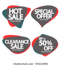 Set speech bubble sale banners, elements design template, app icon, vector