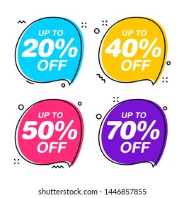 Set of speech bubble Sale tags. Discount Red Sticker flat illustration - Vector